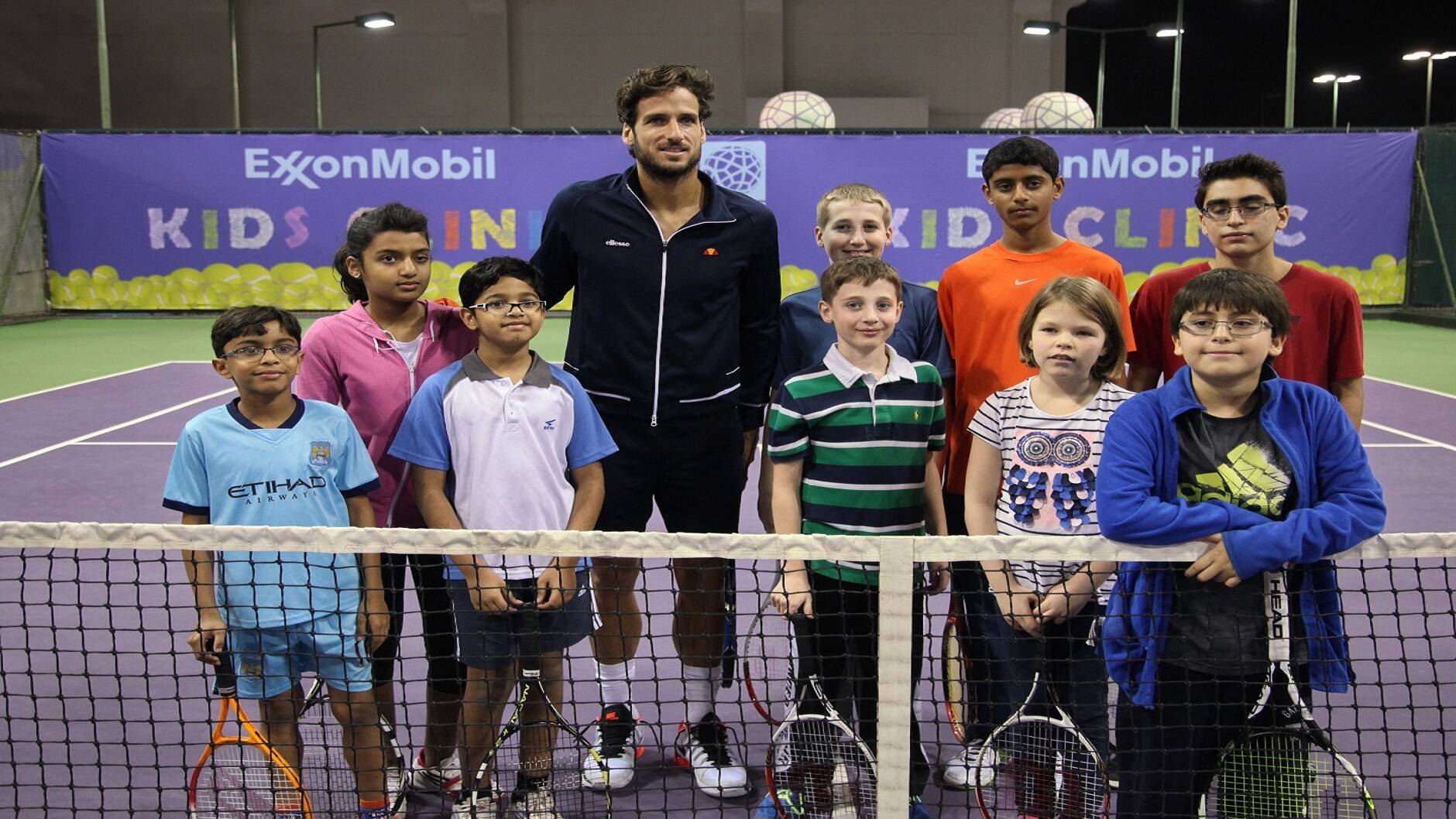 Spanish tennis player Feliciano Lopez, ranked number 5 in the Qatar ExxonMobil Open 2016, led a tennis clinic specially organized for children during the tournament.